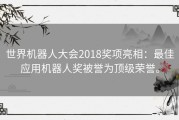 世界机器人大会2018奖项亮相：最佳应用机器人奖被誉为顶级荣誉。