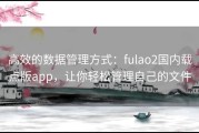 高效的数据管理方式：fulao2国内载点版app，让你轻松管理自己的文件