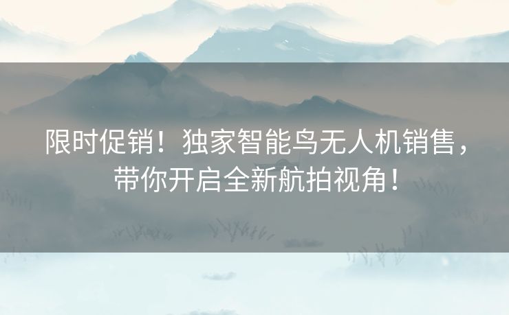 限时促销！独家智能鸟无人机销售，带你开启全新航拍视角！