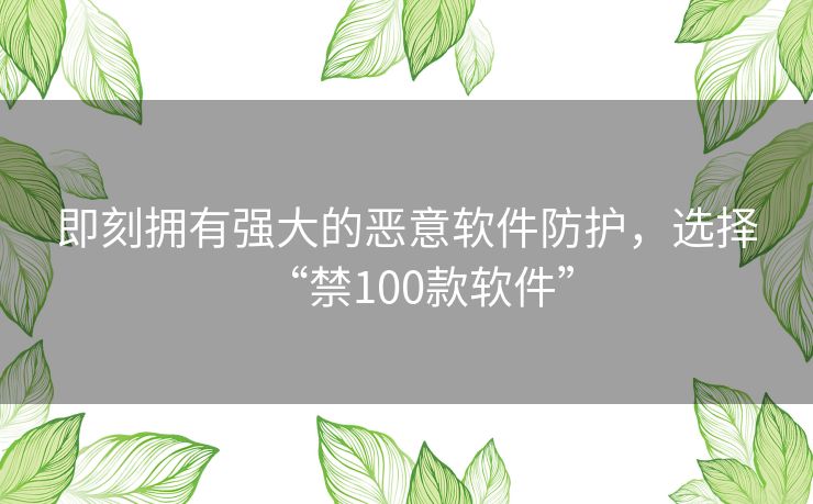 即刻拥有强大的恶意软件防护，选择“禁100款软件”