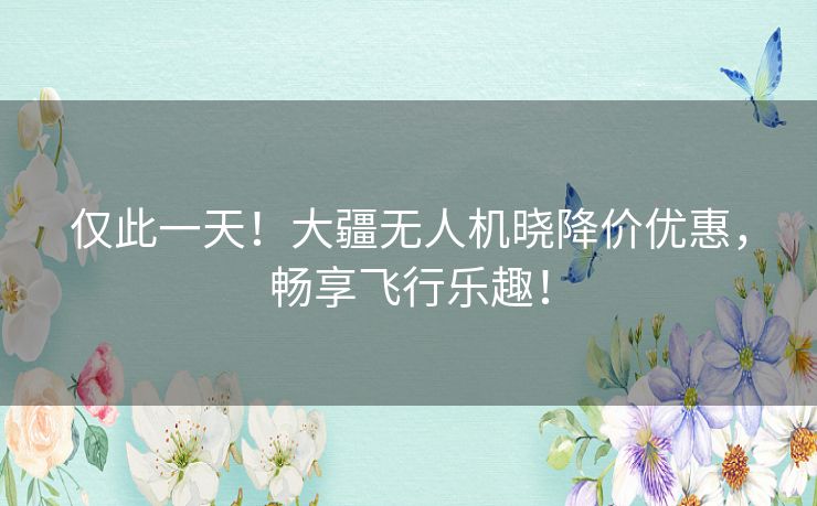 仅此一天！大疆无人机晓降价优惠，畅享飞行乐趣！