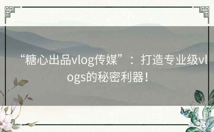 “糖心出品vlog传媒”：打造专业级vlogs的秘密利器！