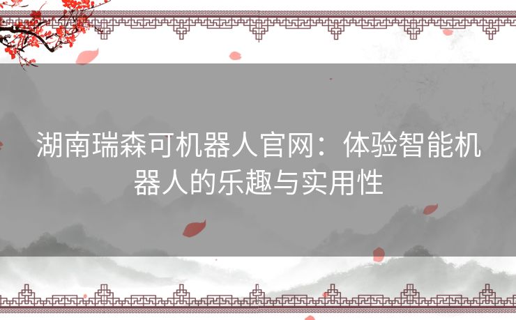 湖南瑞森可机器人官网：体验智能机器人的乐趣与实用性