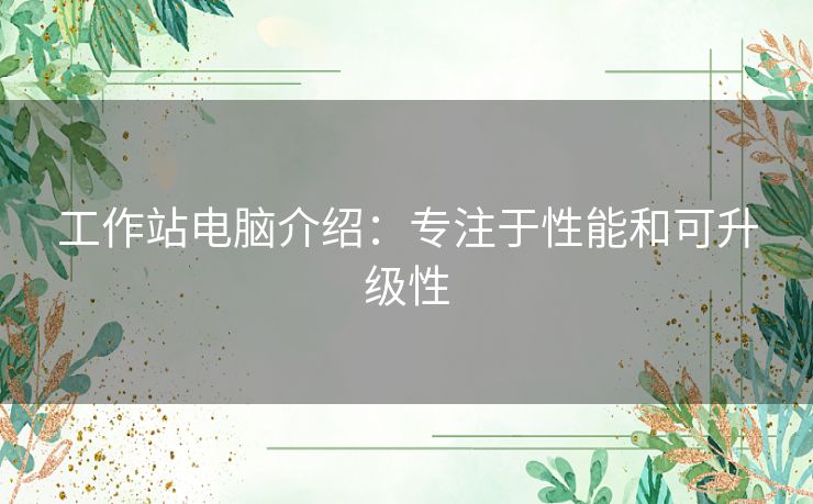 工作站电脑介绍：专注于性能和可升级性