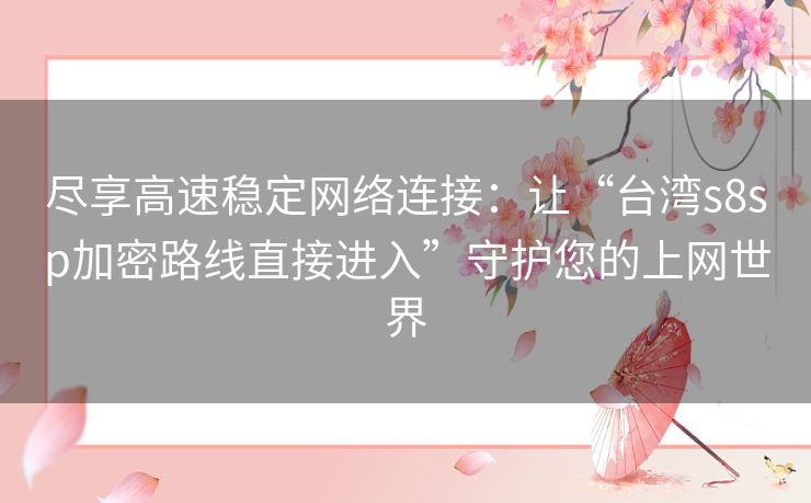 尽享高速稳定网络连接：让“台湾s8sp加密路线直接进入”守护您的上网世界