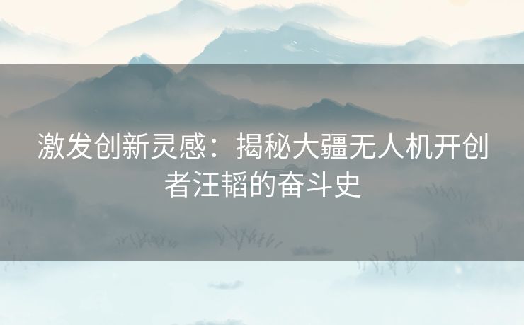 激发创新灵感：揭秘大疆无人机开创者汪韬的奋斗史