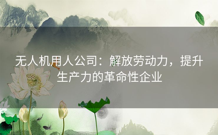 无人机用人公司：解放劳动力，提升生产力的革命性企业