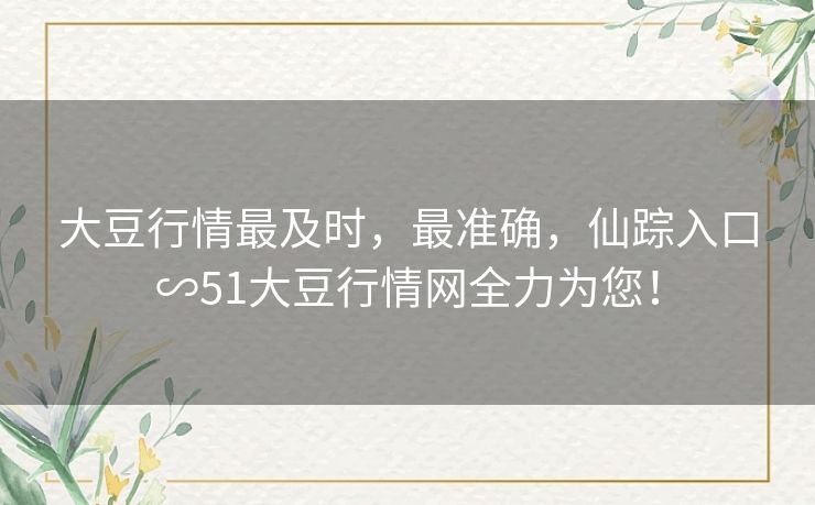 大豆行情最及时，最准确，仙踪入口∽51大豆行情网全力为您！