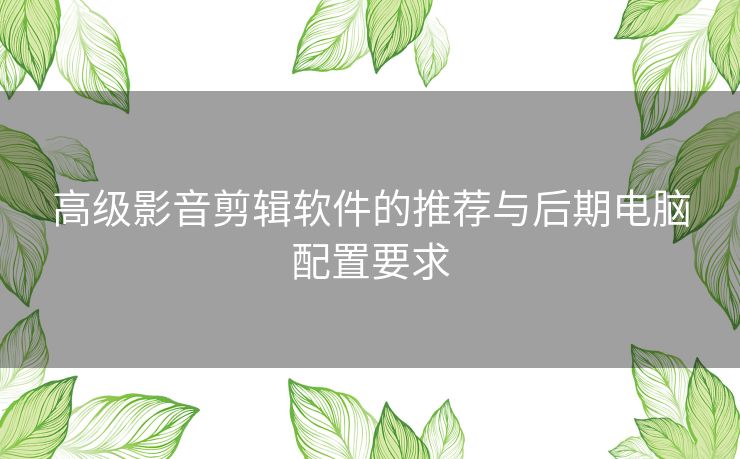 高级影音剪辑软件的推荐与后期电脑配置要求