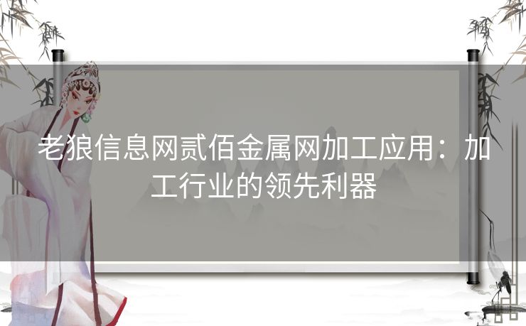 老狼信息网贰佰金属网加工应用：加工行业的领先利器