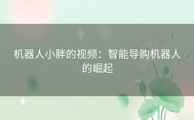 机器人小胖的视频：智能导购机器人的崛起