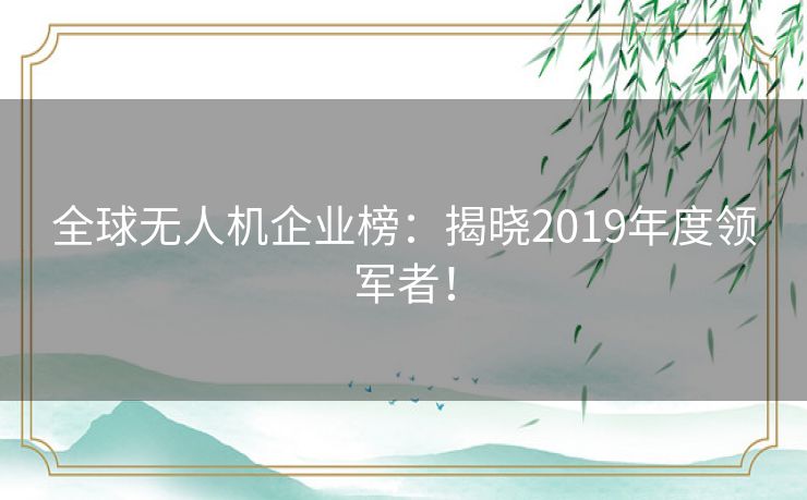 全球无人机企业榜：揭晓2019年度领军者！