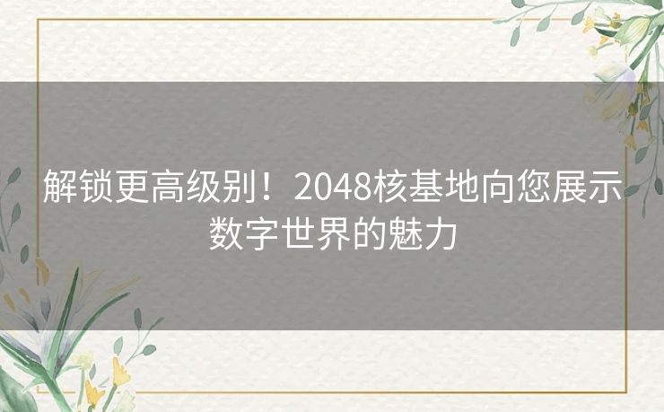 解锁更高级别！2048核基地向您展示数字世界的魅力