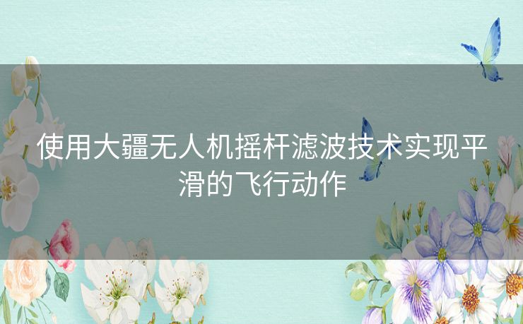 使用大疆无人机摇杆滤波技术实现平滑的飞行动作