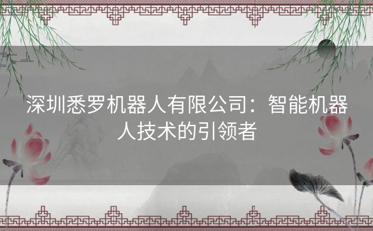 深圳悉罗机器人有限公司：智能机器人技术的引领者