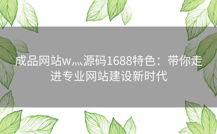 成品网站w灬源码1688特色：带你走进专业网站建设新时代