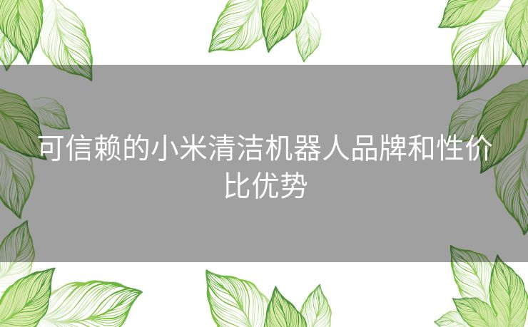 可信赖的小米清洁机器人品牌和性价比优势