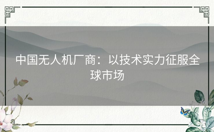 中国无人机厂商：以技术实力征服全球市场