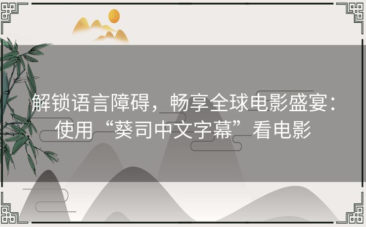 解锁语言障碍，畅享全球电影盛宴：使用“葵司中文字幕”看电影