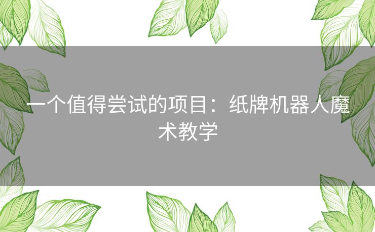 一个值得尝试的项目：纸牌机器人魔术教学