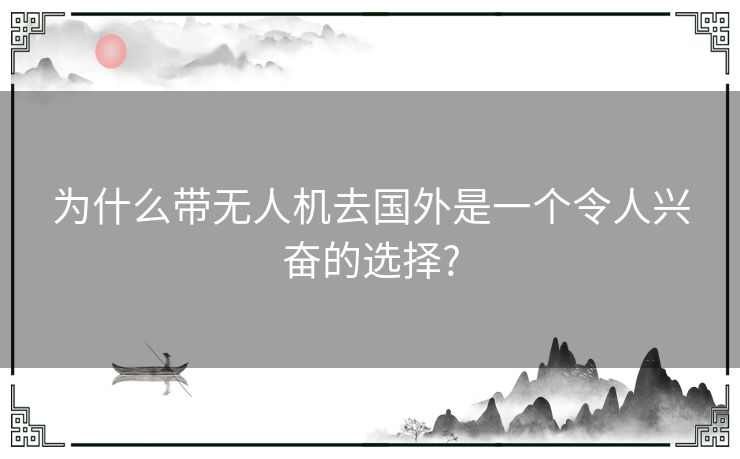 为什么带无人机去国外是一个令人兴奋的选择?