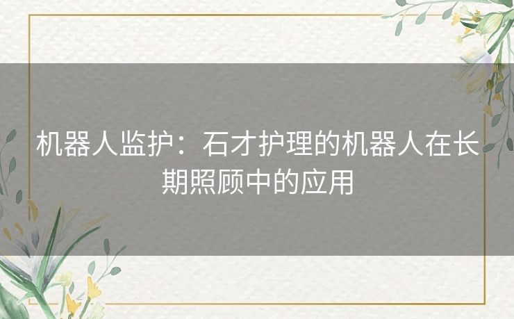 机器人监护：石才护理的机器人在长期照顾中的应用