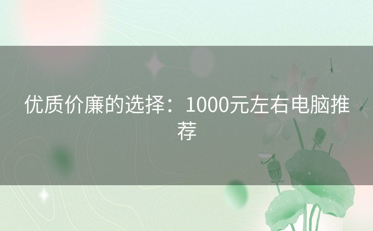 优质价廉的选择：1000元左右电脑推荐