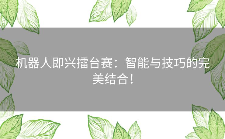 机器人即兴擂台赛：智能与技巧的完美结合！