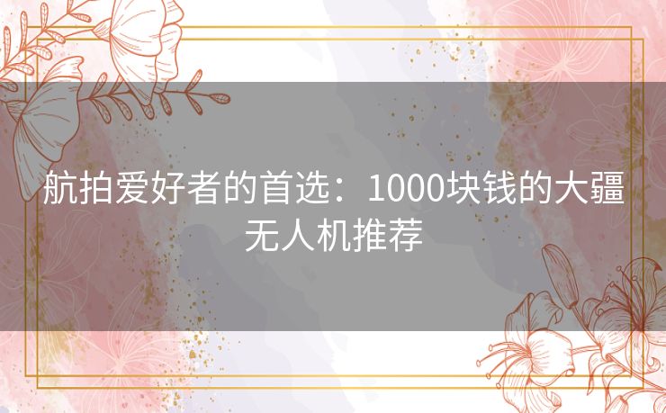 航拍爱好者的首选：1000块钱的大疆无人机推荐