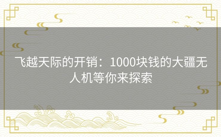 飞越天际的开销：1000块钱的大疆无人机等你来探索