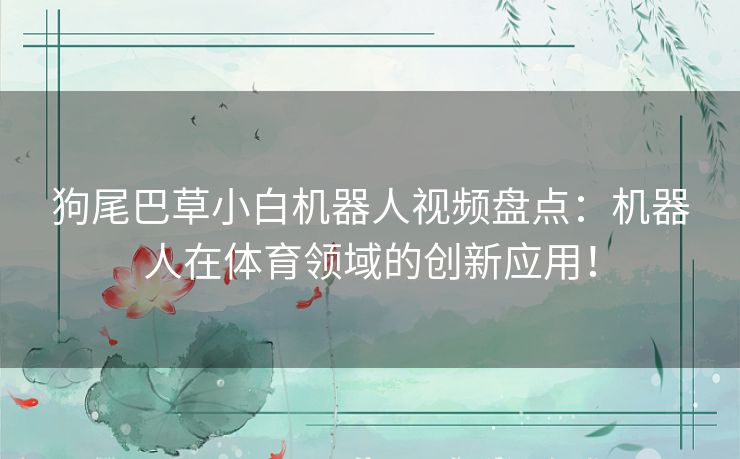 狗尾巴草小白机器人视频盘点：机器人在体育领域的创新应用！