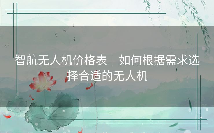 智航无人机价格表｜如何根据需求选择合适的无人机