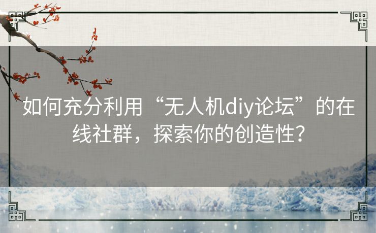 如何充分利用“无人机diy论坛”的在线社群，探索你的创造性？