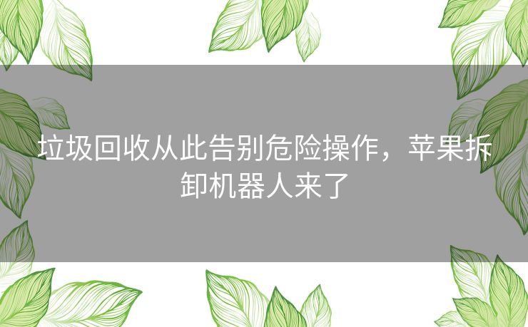 垃圾回收从此告别危险操作，苹果拆卸机器人来了