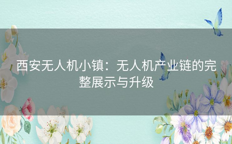 西安无人机小镇：无人机产业链的完整展示与升级