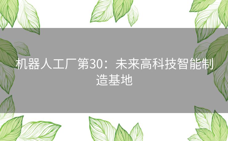 机器人工厂第30：未来高科技智能制造基地