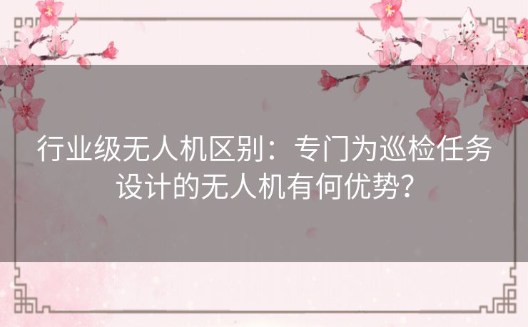 行业级无人机区别：专门为巡检任务设计的无人机有何优势？