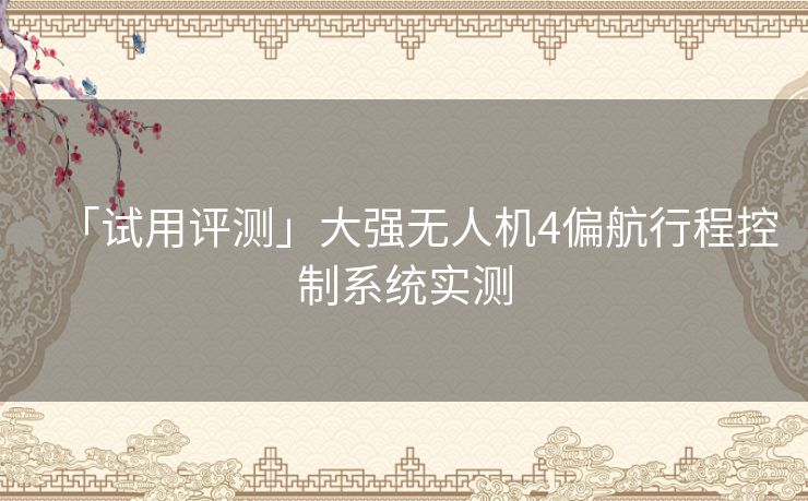 「试用评测」大强无人机4偏航行程控制系统实测