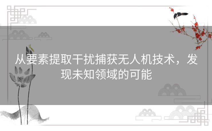 从要素提取干扰捕获无人机技术，发现未知领域的可能