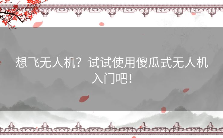 想飞无人机？试试使用傻瓜式无人机入门吧！