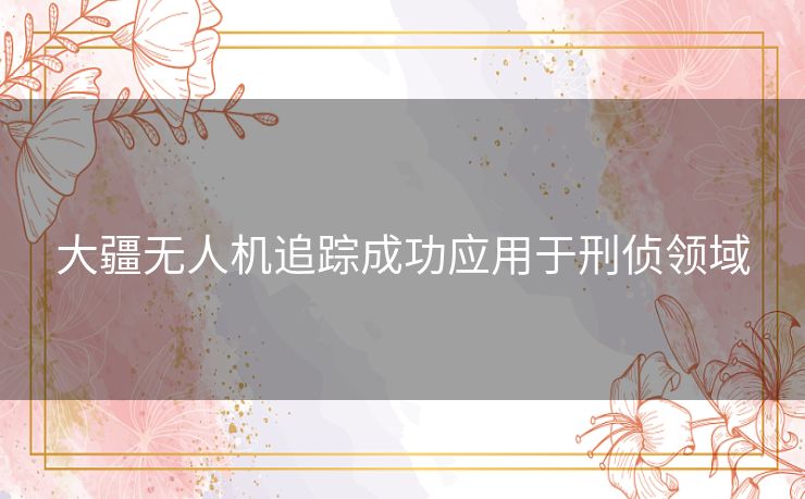 大疆无人机追踪成功应用于刑侦领域