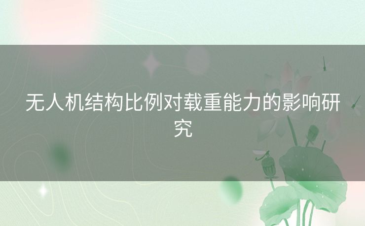 无人机结构比例对载重能力的影响研究