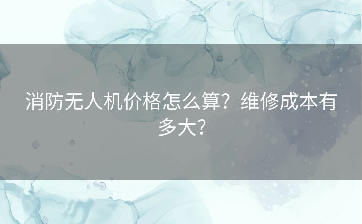 消防无人机价格怎么算？维修成本有多大？