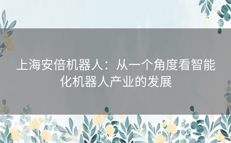 上海安倍机器人：从一个角度看智能化机器人产业的发展