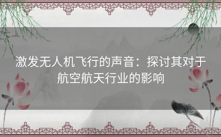 激发无人机飞行的声音：探讨其对于航空航天行业的影响