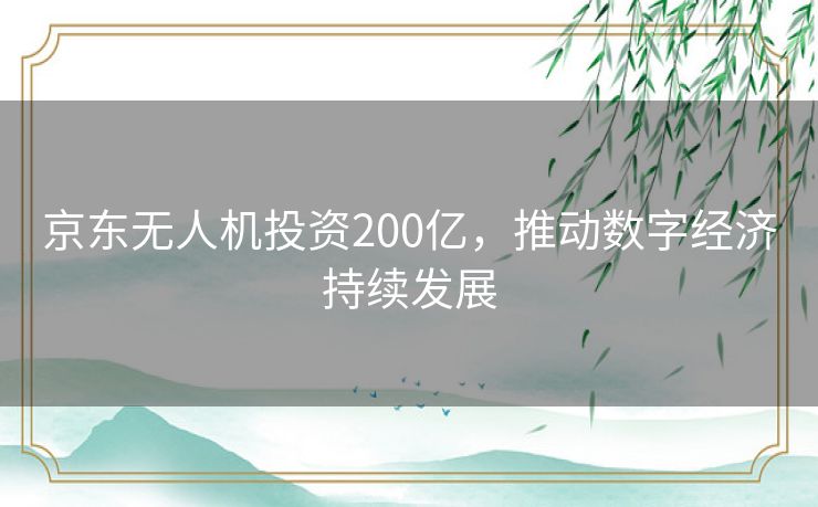 京东无人机投资200亿，推动数字经济持续发展