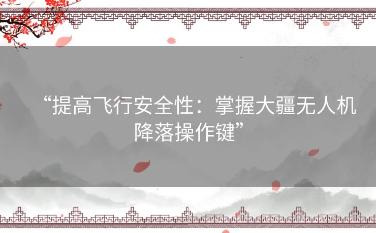 “提高飞行安全性：掌握大疆无人机降落操作键”