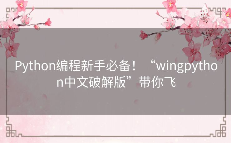 Python编程新手必备！“wingpython中文破解版”带你飞