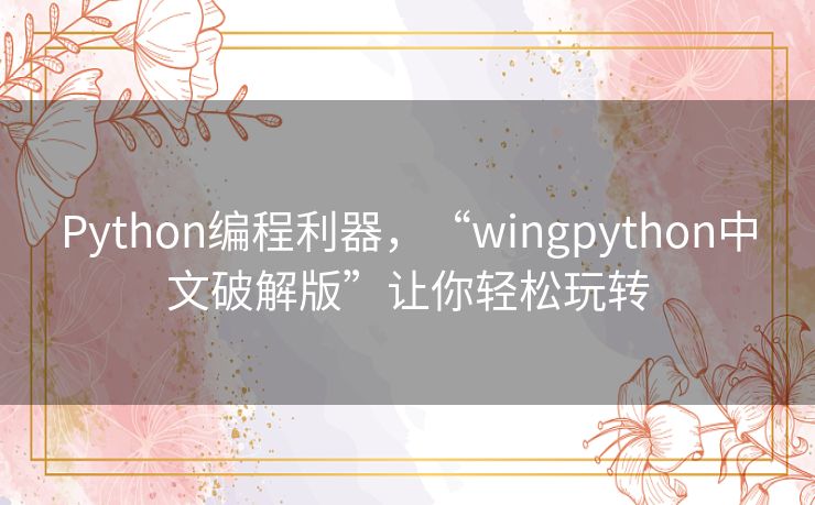 Python编程利器，“wingpython中文破解版”让你轻松玩转