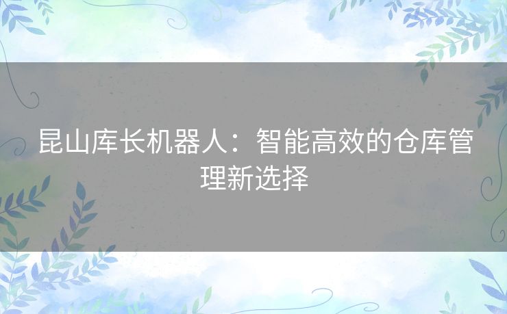 昆山库长机器人：智能高效的仓库管理新选择